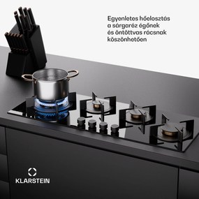 Klarstein Goldflame 4 Slim, gáz főzőlap, 4 égő, önálló, földgáz/propán, rozsdamentes acél