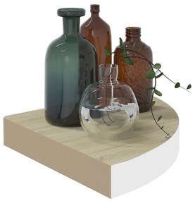 4 db tölgyszínű és fehér MDF fali sarokpolc 35 x 35 x 3,8 cm