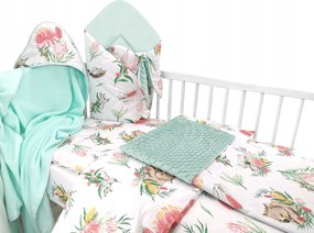 6D akciós készlet babaajándékkal, 135 x 100 Egzotikus, fehér/menta