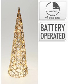 Karácsonyi világító kúp Champagne, 40 x 12 cm, 20mikro LED, elemes, 40 cm