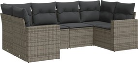 vidaXL 6 részes szürke polyrattan kerti ülőgarnitúra párnákkal