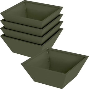 vidaXL Kerti cserép 5 pcs Olajzöld 40 x 40 x 15 cm