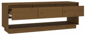 mézbarna tömör fenyőfa TV-szekrény 110,5x34x40 cm
