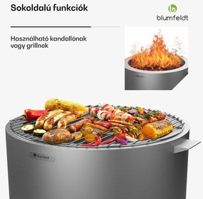 Ignite Pure tűzhely, alacsony füstölés, grillrács, rozsdamentes acél, hordozható, esővédő fedél, fogantyúk