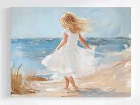 Canvas Vászonkép Gyerek Lány Tengerpart Nyaralás 100x75
