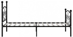 fekete fém ágykeret lécezett ágyráccsal 100 x 200 cm
