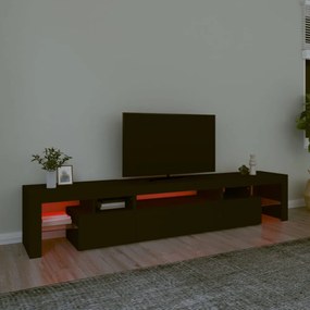 fekete TV-szekrény LED-világítással 215x36,5x40 cm