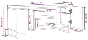 TV szekrény Fehér 160 x 30 x 30.5 cm tömör mangófa