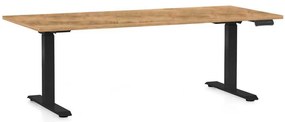 OfficeTech C állítható magasságú asztal, 180 x 80 cm, fekete alap, arany tölgy