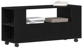 fekete tölgy szerelt fa TV-szekrény kerekekkel 102x34,5x43 cm