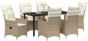 Kert étkező szett párnával 7 pcs Bézs Poli rattan