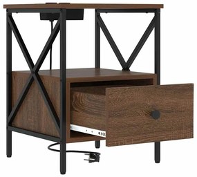 Éjjeliszekrény 2 pcs barna tölgy 41.5 x 40.5 x 55 cm Faanyag