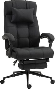 Vinsetto Ergonomikus Irodai Szék Dönthető Funkcióval, Fejtámlával, Karfával, Magasságban Állítható Forgószék Lábpihenővel Fekete Vászon Hatással | Aos