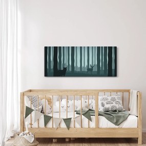 Kép - Szarvas farkassal a sziklák között (120x50 cm)