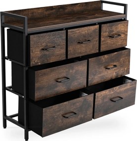 Komoda z Szufladami HUDSON 98 cm Dąb Rustykalny/Czarny