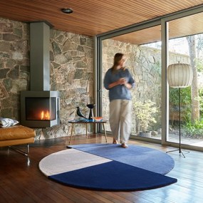 Kék kézi szövésű gyapjú kerek szőnyeg ø 200 cm Mia Segment – Flair Rugs