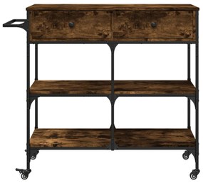 füstös tölgy színű szerelt fa zsúrkocsi 105 x 42 x 95 cm