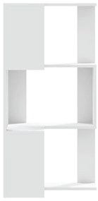 3 szintes fehér szerelt fa sarok könyvespolc 50 x 50 x 102 cm