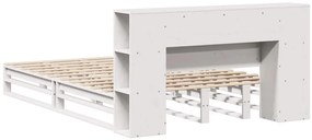 fehér tömör fa könyvespolcos ágy matrac nélkül 150 x 200 cm