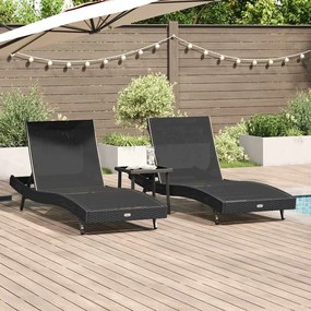 Napágyak 3 pcs Fekete 40 x 40 x 40.5 cm polirattan