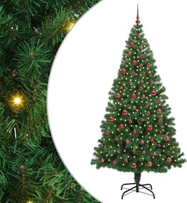 vidaXL Mű karácsonyfa 300 LED-del Zöld 210 cm PVC és Acél és Műanyag