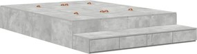 vidaXL Ágykeret tárolóval fiókkal Beton Szürke 160 cm Faanyag