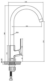 Invena Neri, magas mosogató csaptelep h-385, réz matt, INV-BZ-P1-014-L