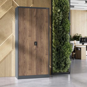 Fém iratszekrény JAN H, 900 x 1950 x 400 mm, Eco Design: antracit/ dió