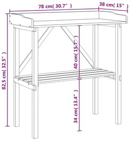 szürke tömör fenyőfa növénytartó asztal polccal 78x38x82,5 cm
