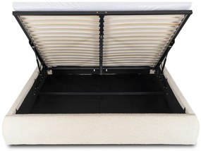 Franciaágy Krém Bouclé Kárpittal. Ágyneműtartóval. 180x200 BRISTOL