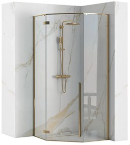 Rea Diamond, zuhanykabin 90x90 cm + fekete zuhanytálca, arany fényes, KPL-14904