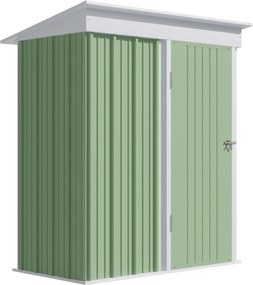 Outsunny Kicsi Acél Kerti Tároló Szekrény Zárható Ajtóval, 161x95x163/181cm, Zöld | Aosom