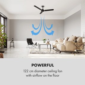 Spin Doctor, fekete, 55W, mennyezeti ventilátor, 122cm, 3 kar, rozsdamentes acél