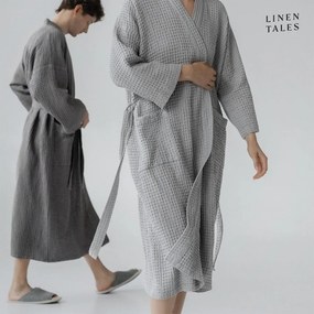 Sötétszürke fürdőköpeny S/M Honeycomb – Linen Tales