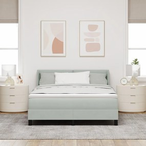 Boxspring Ágy Matrac Kép világosszürke 160x200 cm Bársony