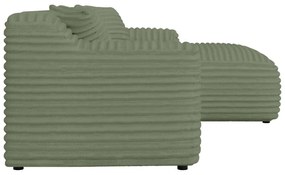 Zöld kordbársony sarokkanapé (jobb oldali-heverő résszel) Martin – Ropez