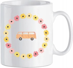 Retro nyomott mintás bögre Van Bus Virágok Kerámia 330 ml