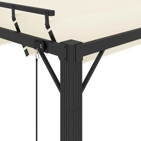 krémszínű szövet és alumínium pavilon lamellás tetővel 3 x 4 m