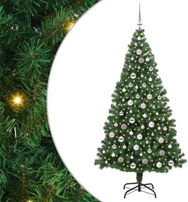 vidaXL Mű karácsonyfa 300 LED-del Zöld 210 cm PVC és Acél és Műanyag