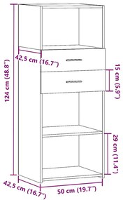 betonszürke szerelt fa magasszekrény 50 x 42,5 x 124 cm