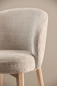 MAZZONI EXPORT DEBORA Bézs (Juto 4 szövet)/lakkozott tölgyfa váz - RETRO FA KAGYLÓSZÉK NAPPALIBA ÉTKEZŐBE IRODÁBA