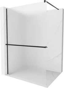 Mexen Kioto +, zuhany paraván polccal és törölközőtartóval 70 x 200 cm, 8mm-es jegesedés üveg, fekete profil, 800-070-121-70-30