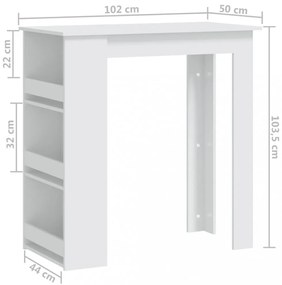 fehér szerelt fa bárasztal tárolórekesszel 102 x 50 x 103,5 cm