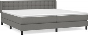 vidaXL sötétszürke szövet rugós ágy matraccal 200 x 200 cm
