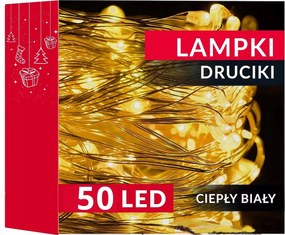 KarĂĄcsonyfa FĂ©nyfĂŒzĂ©r DrĂłt 50 Led Elemes FehĂ©r Meleg KarĂĄcsonyi FĂ©nyfĂŒzĂ©r