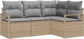 vidaXL Kanapé Szett 4 pcs Bézs polirattan