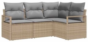 vidaXL Kanapé Szett 4 pcs Bézs polirattan