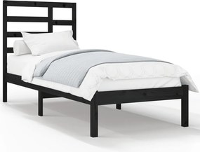vidaXL fekete tömör fa ágykeret 100 x 200 cm