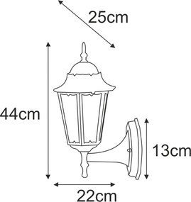 KAJA K-5006A UP CZARNY LOZANA Fekete Színű Fali Lámpa 1xE27 15W IP44