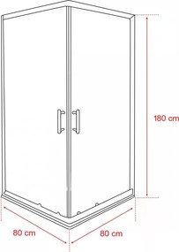 Spirit Matt 80x80x180 cm-es szögletes zuhanykabin, zuhanytálca nélkül